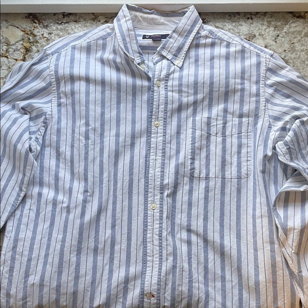 Daniel Cremieux Blue and White Striped Dress Shirt